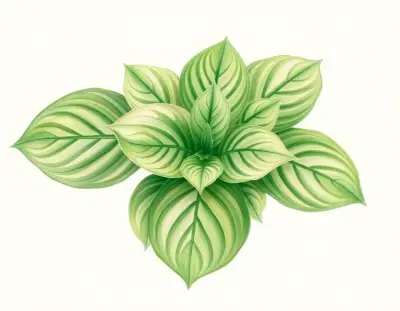 AI-generated watercolor illustration of Hosta 'Purple Boots' (not a photograph)