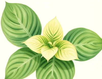 AI-generated watercolor illustration of Hosta 'Quark' (not a photograph)