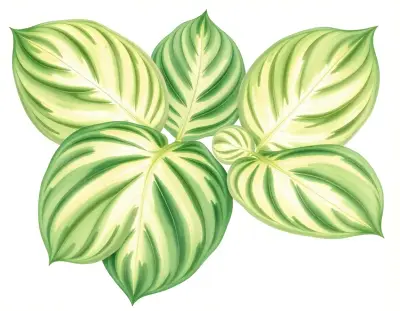 AI-generated watercolor illustration of Hosta 'Quasar' (not a photograph)