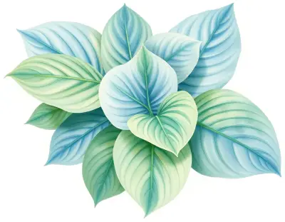 AI-generated watercolor illustration of Hosta 'Quesadilla' (not a photograph)
