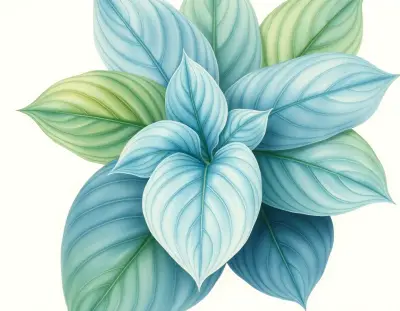 AI-generated watercolor illustration of Hosta 'Quiet Water Disturbed' (not a photograph)