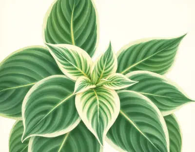 AI-generated watercolor illustration of Hosta 'Quiet Waters' (not a photograph)