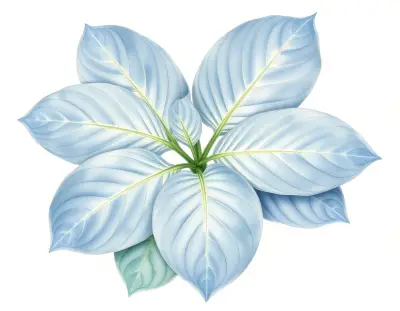 AI-generated watercolor illustration of Hosta 'Quilted Skies' (not a photograph)