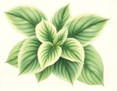 AI-generated watercolor illustration of Hosta 'Quite Pleasing' (not a photograph)