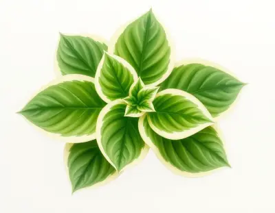 AI-generated watercolor illustration of Hosta 'Rainy Day' (not a photograph)