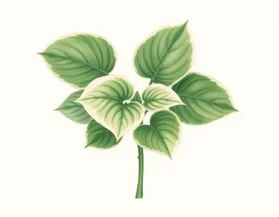 AI-generated watercolor illustration of Hosta 'Ray of Hope' (not a photograph)