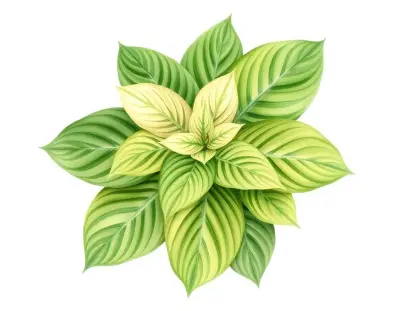 AI-generated watercolor illustration of Hosta 'Red Sox' (not a photograph)