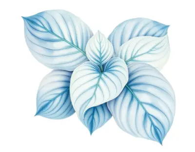 AI-generated watercolor illustration of Hosta 'Rembrandt Blue' (not a photograph)