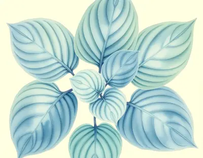 AI-generated watercolor illustration of Hosta 'Rhapsody' (not a photograph)