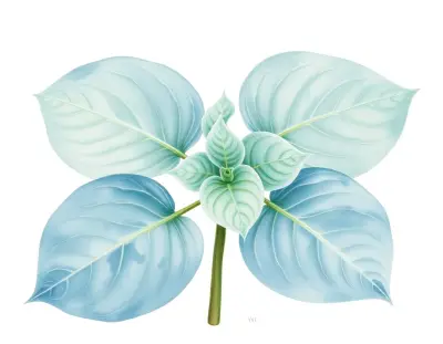 AI-generated watercolor illustration of Hosta 'Rhythm and Blues' (not a photograph)