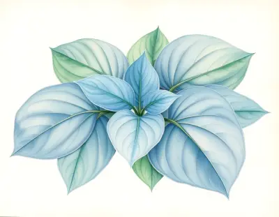 AI-generated watercolor illustration of Hosta 'Richland Blue' (not a photograph)