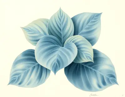 AI-generated watercolor illustration of Hosta 'Richmond Blue' (not a photograph)
