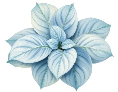 AI-generated watercolor illustration of Hosta 'Ring of Fire' (not a photograph)