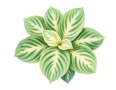 AI-generated watercolor illustration of Hosta 'Ringtail' (not a photograph)