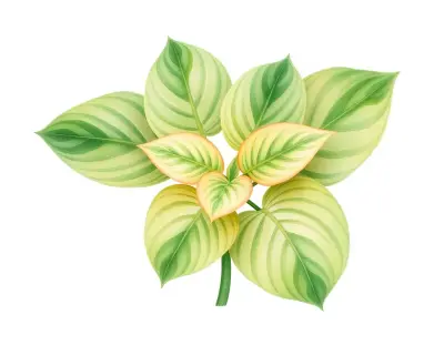AI-generated watercolor illustration of Hosta 'Rip Curl' (not a photograph)