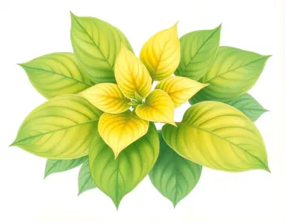 AI-generated watercolor illustration of Hosta 'Rise and Shine' (not a photograph)