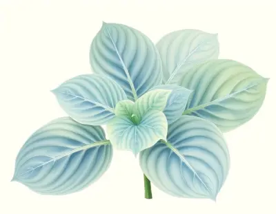 AI-generated watercolor illustration of Hosta 'Risky Business' (not a photograph)
