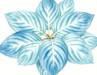 AI-generated watercolor illustration of Hosta 'Rock and Roll' (not a photograph)