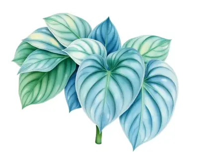 AI-generated watercolor illustration of Hosta 'Ron Damant' (not a photograph)