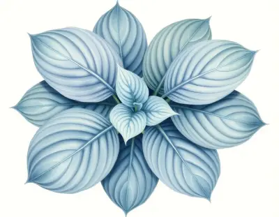 AI-generated watercolor illustration of Hosta 'Rosedale Babe' (not a photograph)