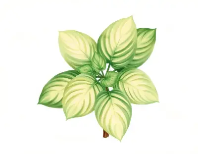 AI-generated watercolor illustration of Hosta 'Rosedale Butter Run' (not a photograph)