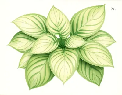 AI-generated watercolor illustration of Hosta 'Rosedale Soup Bowl' (not a photograph)