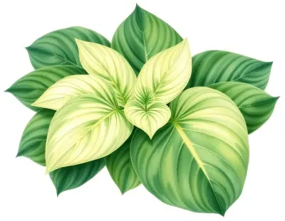 AI-generated watercolor illustration of Hosta 'Rosedale Streaked Zipper' (not a photograph)