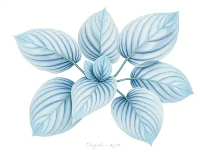 AI-generated watercolor illustration of Hosta 'Rotini' (not a photograph)