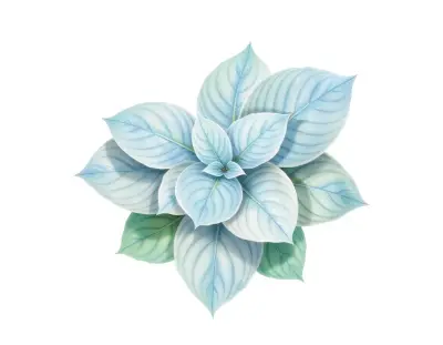 AI-generated watercolor illustration of Hosta 'Royal Wave' (not a photograph)