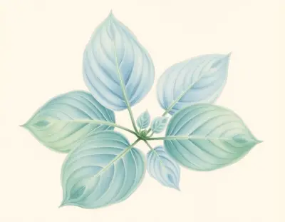 AI-generated watercolor illustration of Hosta 'Ruby Benedict' (not a photograph)