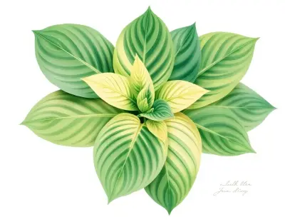 AI-generated watercolor illustration of Hosta 'Ruffles' (not a photograph)