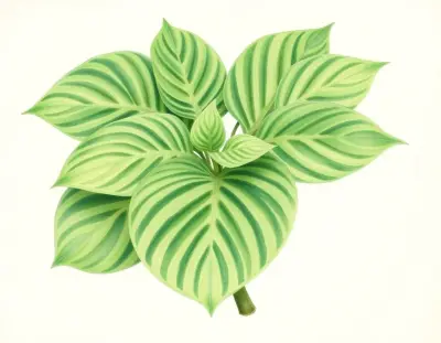 AI-generated watercolor illustration of Hosta 'Ruth Reed Mraz' (not a photograph)