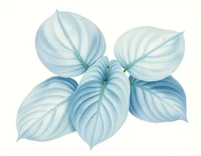 AI-generated watercolor illustration of Hosta 'Sacramento' (not a photograph)