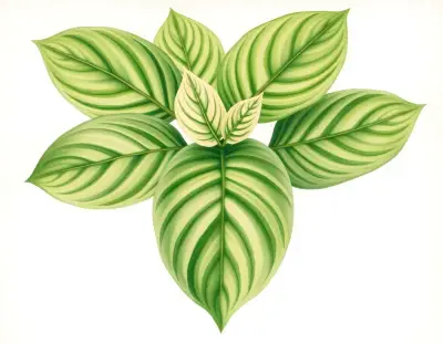 AI-generated watercolor illustration of Hosta 'Sally and Bob' (not a photograph)