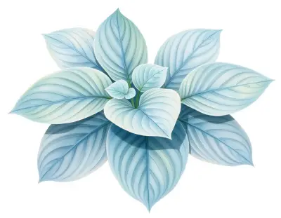 AI-generated watercolor illustration of Hosta 'Salty Blue' (not a photograph)