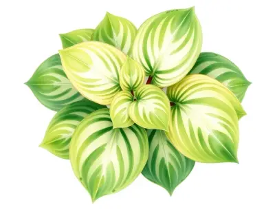 AI-generated watercolor illustration of Hosta 'Saw Mill' (not a photograph)