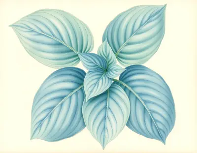 AI-generated watercolor illustration of Hosta 'Sea Blue Leather' (not a photograph)