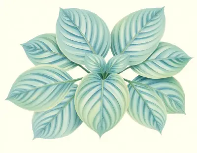 AI-generated watercolor illustration of Hosta 'Sea Blue' (not a photograph)