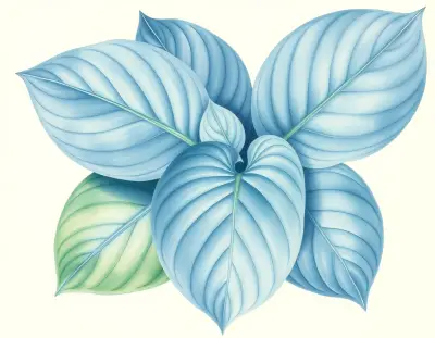 AI-generated watercolor illustration of Hosta 'Sea Mist' (not a photograph)