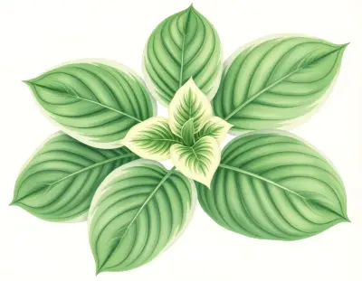 AI-generated watercolor illustration of Hosta 'Sea Prize' (not a photograph)