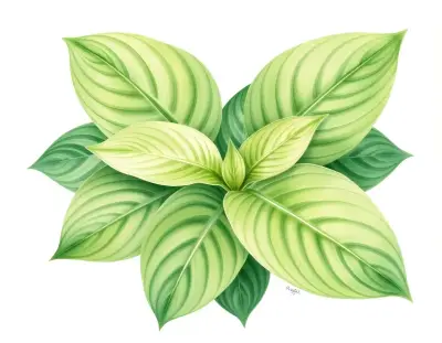 AI-generated watercolor illustration of Hosta 'Seersucker' (not a photograph)
