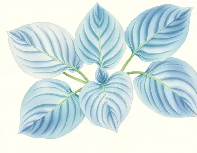 AI-generated watercolor illustration of Hosta 'September Sunrise' (not a photograph)