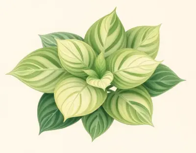 AI-generated watercolor illustration of Hosta 'Serapis' (not a photograph)