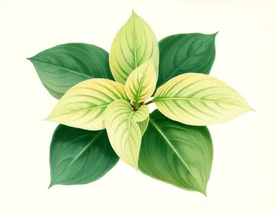 AI-generated watercolor illustration of Hosta 'Seventh Heaven' (not a photograph)