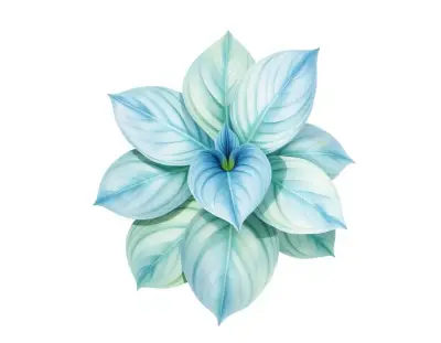 AI-generated watercolor illustration of Hosta 'Shady Affair' (not a photograph)