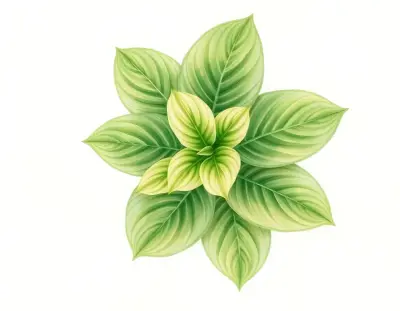 AI-generated watercolor illustration of Hosta 'Shine On' (not a photograph)