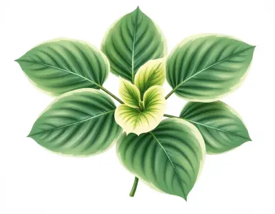 AI-generated watercolor illustration of Hosta 'Showtime' (not a photograph)