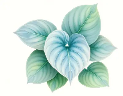 AI-generated watercolor illustration of Hosta 'Silver Bay' (not a photograph)