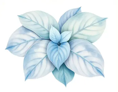 AI-generated watercolor illustration of Hosta 'Silver Bowl' (not a photograph)