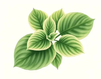 AI-generated watercolor illustration of Hosta 'Silver Streak' (not a photograph)